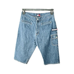 Tommy Hilfiger vintage 90s Y2K women’s long denim jean shorts capris SZ 9 blue